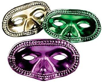 Fun Express Rhode Island Novelty - Mardi Gras Metallic Half Mask
