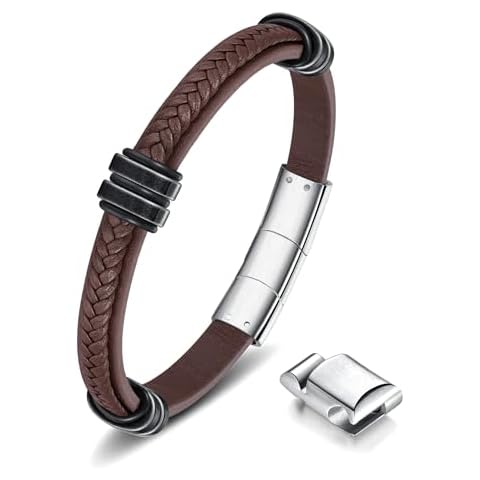 LUCKY2+7 Leather Bracelet for Men with Adjustable Stainless Steel Magnetic Clasp Multi-Layer Braided Mens Leather Bracelet Cover