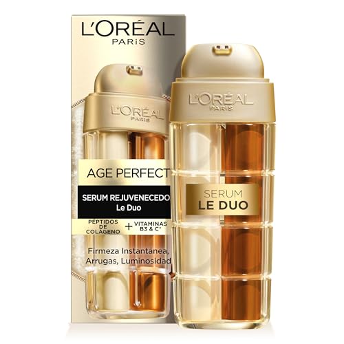 L'Oréal Paris Age Perfect Le Duo Verjüngendes Serum, zwei Seren in einem für alle Hauttypen, verstärkt mit Kollagen-Peptiden mit Vitaminen B3 und C* für sichtbare Ergebnisse in nur 7 Tagen, 30 ml