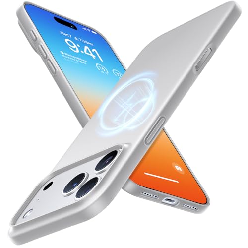 Image of TORRAS Magnetic Slim Fit for iPhone 17 Pro Case Thin, Silver White