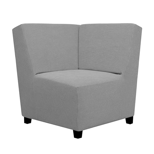 Image of Easy-Going Stretch Sectional Corner Sofa Slipcover 1-Piece Couch Sofa Cover Furniture Protector Soft with Elastic Bottom for Kids, Pet, Spandex Jacquard Fabric Light Gray