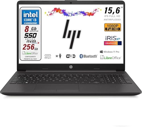 Hp Intel i3-1315u G10 6 Core (Fino A 4.5 Ghz Frequenza Turbo Max), Monitor Da 15,6