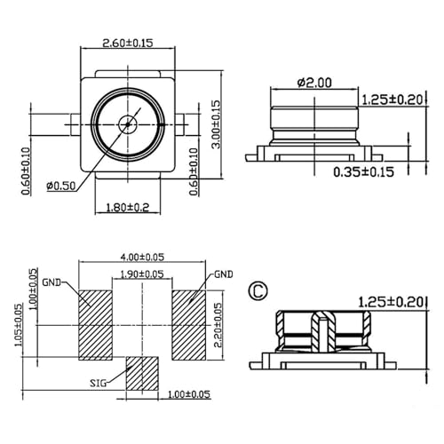 Conector U.FL SMD Receptáculo Hembra para PCB 50 unidades miniatura 2