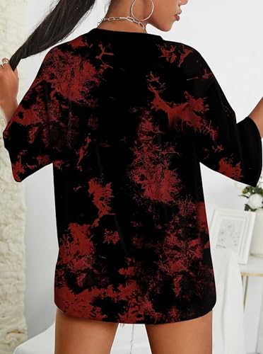 SOFIA'S CHOICE Women's Oversized T Shirts Round Neck Tie Dye Short Sleeve Shirts2