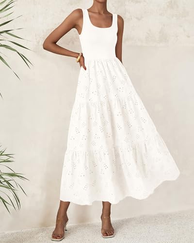 BTFBM Women Summer Eyelet Midi Dresses Casual Spring 2025 Sleeveless A Line Flowy Vacation Beach Wedding Guest Sun Dress2