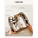 EACHY Travel Makeup Bag,Large Capacity Cosmetic Bags for Women,Waterproof Portable Pouch Open Flat Toiletry Bag Make up Organizer with Divider and Handle - Image 2