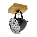 Produktbild EGLO Deckenlampe Gatebeck, 1 flammige Deckenleuchte Vintage, Industrial, Retro, Deckenstrahler aus Stahl in Schwarz und Holz in Natur, Wohnzimmerlampe, Küchenlampe mit E14 Fassung