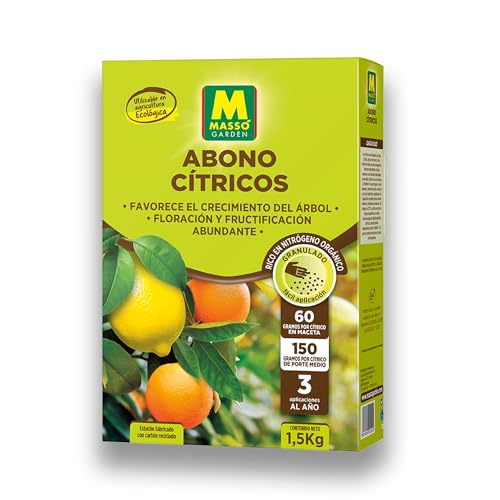 Abono ECOLÓGICO para Cítricos (Limoneros, Mandarinos, Naranjos...) de Gran Efecto Reverdesciente y Capacidad para Mejorar Frutos | Envase 1,5 KG | Apto Aplicación en Maceta y Suelo | Nexum Market