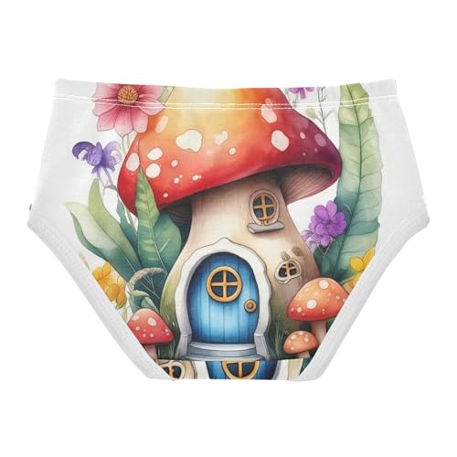 Whimsical Fairy Tale Mushroom House Girls Underwear Toddlers 2t Cotton Panties Little Girl Artistic Briefs Underpants2
