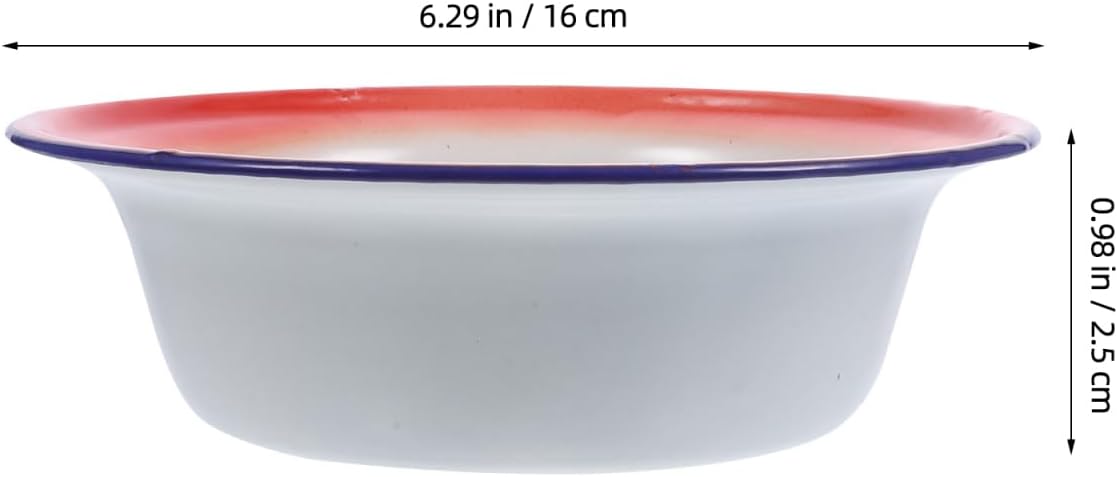 5Pcs Vintage Enamel Bowl Set Deepened Basin Floral Pattern Retro Serving Bowls Multipurpose for Grilling Fruit Dough Mixing Farmhouse Style