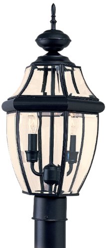 Sea Gull Lighting 8229-12 Lancaster Outdoor Post Lantern Outside Fixture, 21.5'' height, Black