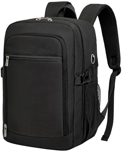 RuoSien Ryanair Kabinentaschen, 40 x 20 x 25 cm, Untersitz-Handgepäck, Hängerucksack für Damen und Herren, Reiserucksack, Kabinengröße für Ryanair Rucksack, Flugtasche mit Ladeloch, Schwarz