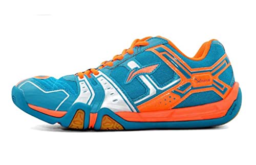 LI-NING Men Saga Lightweight Anti-Slippery Badminton Shoes Breathable Professional Sport Shoes Blue AYTR041 US 10