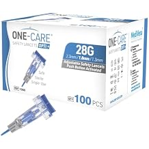 ONE-CARE Opti+ Adjustable Safety Lancets, 28G x 3 Depth Settings 1.3 I 1.8 I 2.3mm, Sterile, 100/bx