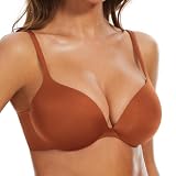 Women's Teardrop Push up Bra-Seamless Demi Padded Low Back Plunge Bra