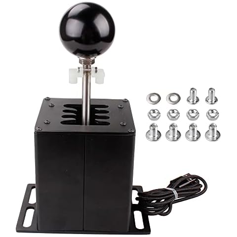 MUGE RACING USB Simulator Shifter, Compatible with Logitech G29 G27 G25 G920 Thrustmaster T300RS/GT Steering Wheel Sequential H Gear Shifter Compatible with ATS ETS Dust WRC Sim Racing Games 7+R Cover