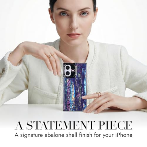 Image of COCOMII Rectangle for iPhone 16 Plus Case, Milky Way Abalone Shell