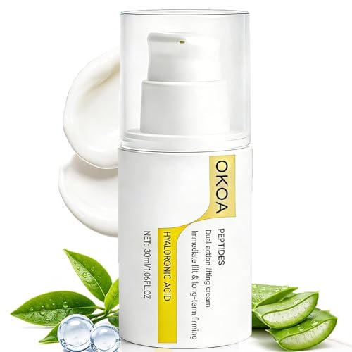 OKOA Skin Instant Lifting Cream Dual Action Lifting Cream Instant Face Lift Cream with Peptides & Hyaluronic Acid Smooths Skin Feeling Reduce Fine Lines & Wrinkles For All Skin Types (1pcs)