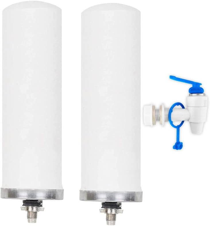Konvio Neer 7" Water Filter Candle for Steel Gravity Purifier, Set of 2 Candle with 1 Plastic Tap