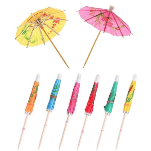 Henyall Paper Cocktail Umbrellas 50pcs Cocktail Mini Umbrella Papery Party Treats Decorative Umbrellas for Drinks Cocktails Cupcakes Decorations