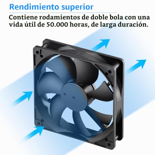 Miniatura 2 de Gebildet Ventiladores Para Caja De Computadora De 120mm,Color Negro De Alto Rendimiento,12v Cc,Bajo Nivel De Ruido,Pwm De 2 Pines,1200 Rpm,Cojinete Hidráulico,Larga Vida Útil,Hasta 30 000 Horas