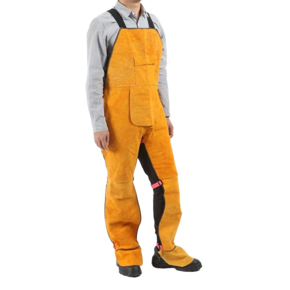Combinaison de soudeur en cuir de vachette double couche pour une