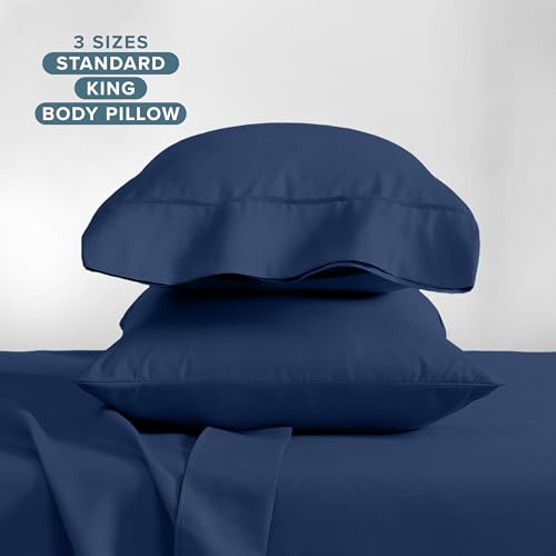 Image of Bare Home Microfiber Pillow Cases - Standard /Queen Size Set of 2 - Cooling Pillowcases - Double Brushed - Dark Blue Pillowcases 2 Pack - Easy Care (Standard Pillowcase Set of 2, Dark Blue)