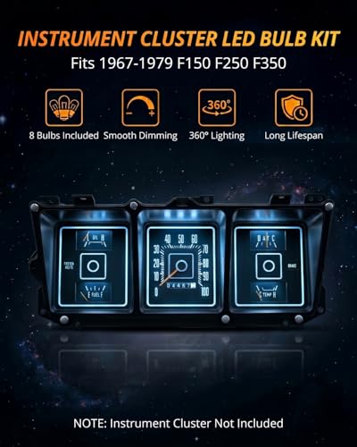 Image of WLJH Super Bright Ice Blue Dash Instrument Cluster Panel Gauge Lighst Backlighting Indicator Lamp Bulb Full Led Light Kit For Ford F150 F250 F350 1967-1979, Pack of 8 | 3030 SMD, 200lm, Gauge Illumination, Warning Indicators, Nighttime Readability, Plug and Play, Dimmable, 8-Pack