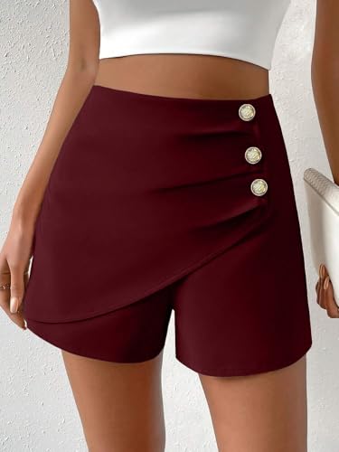 Image of ADDYVERO Women High Rise Elasticated Waistband Side Button Skort /Shorts Above Knee /Mini Women Party Bodycon Wrap