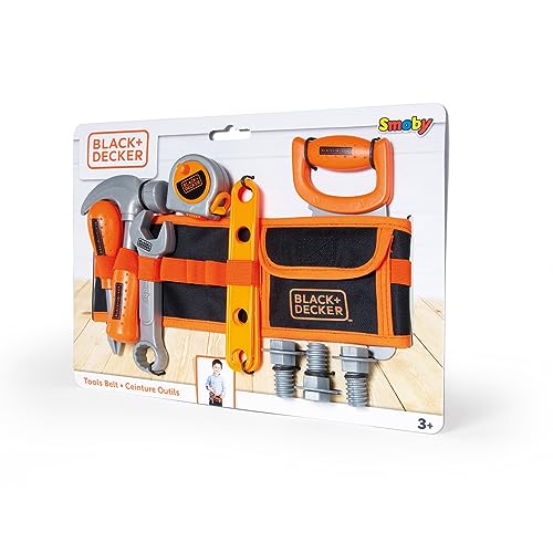 Smoby - Black+Decker - Werkzeuggürtel - Verstellbarer Gurt - Kinderspielzeug Basteln - 14 Zubehörteile