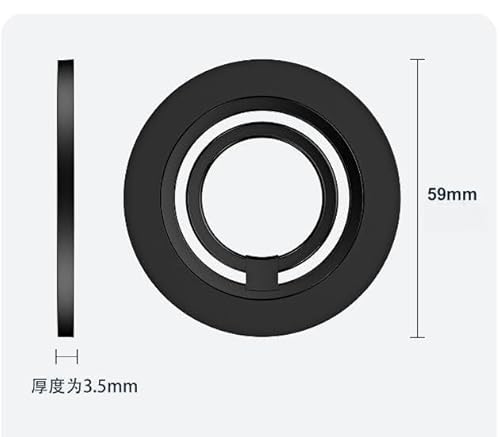 [Nortech] MagSafe リング スマホリング 360度回転 マグネット式 iPhone 17/16/15/14/13/12 Pro Max対応 超薄型3.5mm アルミニウム製 スタンド機能付き 磁気増強 Android対応(Black)