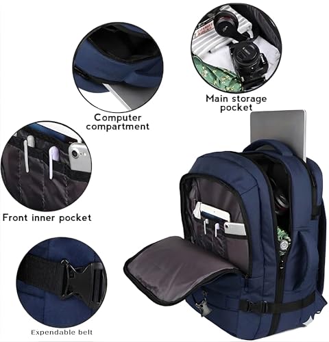 Image of Wesley Luxur 45 Ltrs Overnighter Expandable Travel Laptop Backpack, Flight Cabin Approved Carry On with 16 inch Laptop Compartment, Anti Theft business /Travel /Weekender /college Bags for Men Women