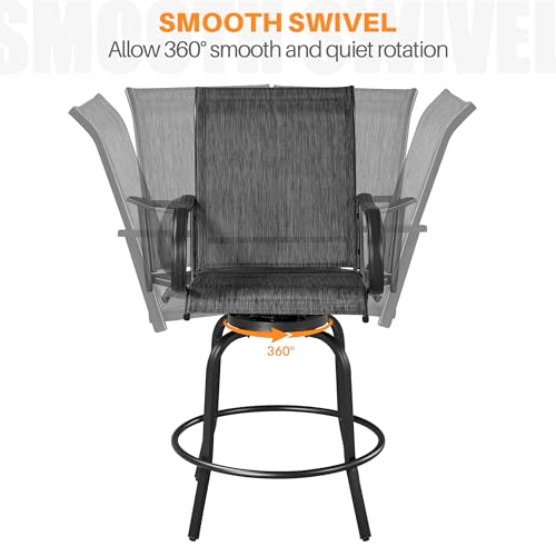 Yaheetech Outdoor Patio Swivel Bar Stools Outdoor Chairs Set of 2, All-Weather Patio Stools for Outside, Beach, Lawn, Poolside and Garden, Black