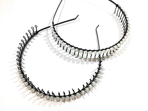niavida Einsteck Serre-tête à dents torsadées en métal avec motif boule Blanc Cover