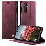 owlhold Handyhülle Samsung Galaxy A17 hülle flip case Premium PU Leder, RFID Schutzhülle,Faltbare Handytasche,Kartenfach Standfunktion Leder hülle für Samsung Galaxy A17 4G/5G - Weinrot