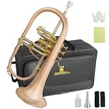 ROWELL Bb Flugelhorn Brushed Brass Flugel Horn Set for Jazz Performance