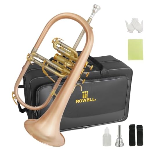 ROWELL Bb Flugelhorn Brushed Brass Flugel Horn Set for Jazz Performance