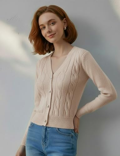Image of Women's Casual Slim Fit Cardigan Sweaters Long Sleeve Button Down Lightweight Waist Length