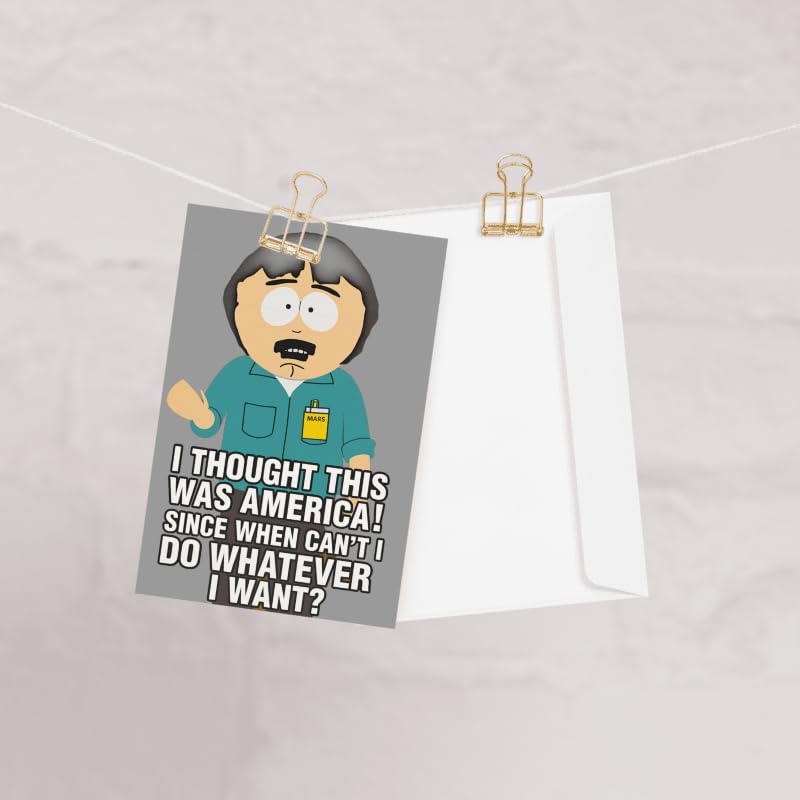 South Park Randy Marsh Greeting Card, 'I Thought This Was America' Quote, Funny Novelty Card with Envelope