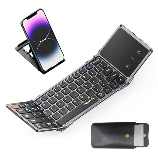 ProtoArc Foldable Bluetooth Keyboard with Touchpad, XK02 Folding Wireless Keyboard for Travel, Pocket-Sized Compact Portable Keyboard for iPad iPhone Tablet Laptop Windows iOS Android