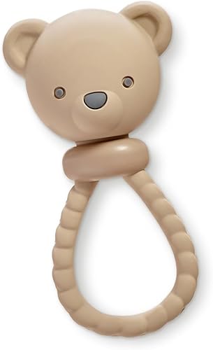 Juguete de dentición con sonajero de silicona Itzy Ritzy – Juguete calmante para dentición con sonido de cascabel suave y mango con textura de fácil