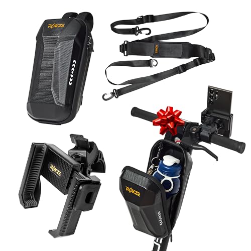 Electric Scooter Accessories - Storage Bag 3L Waterproof EVA Hard Shell, Scooter Phone Holder & 90
