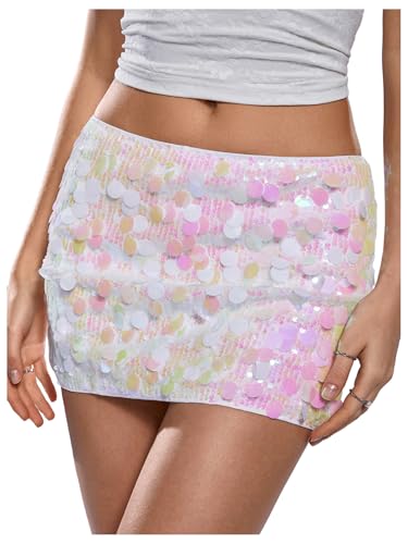 Image of Floerns Women's Sequin Low Waist Mini Skorts Night Out Skirt Shorts