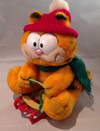 8" 1981 Vintage Garfield on Sled Plush