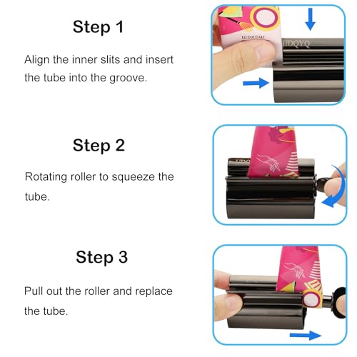 UDQYQ Tubenquetscher Tubenpresse,3-er Pack Zahnpasta Squeezer Edelstahl Sparen Zahnpasta total Squeeze Out leere Rohre,Edelstahl Zahnpasta Sitzhalter mit Standfunktion. (Schwarz)