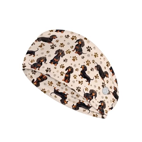 Gomyblomy Dachshund Print Headbands for Women Fashion Wide Headband Yoga Workout Head Bands Hair Accessories Cute Nurse Hair Bands, Elastic and Breathable