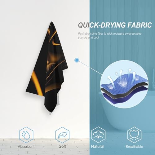 Serviette de camping douce sur fond noir et doré design