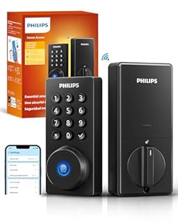 Philips Wi-Fi Door Lock, WiFi Smart Lock Keyless Entry Deadbolt for Front Door, Compatible with Alexa & Google Assistant, Remote Control, Built-in WiFi, APP Fingerprint Passcode Unlock, Auto Locking