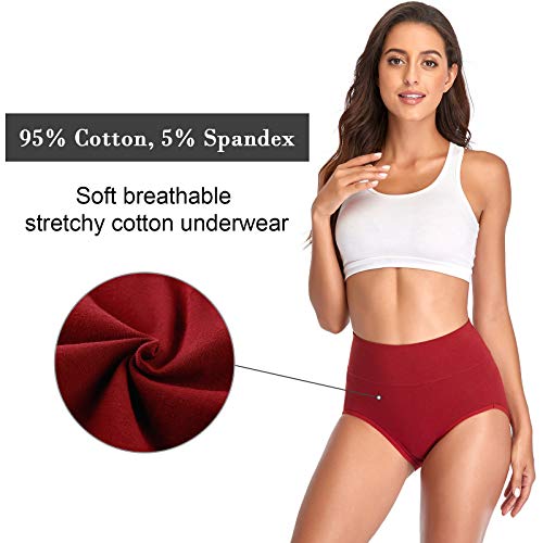 Image of Women's High Waist Cotton Underwear Soft Brief Panties Decorated with Lace Regular and Plus Size