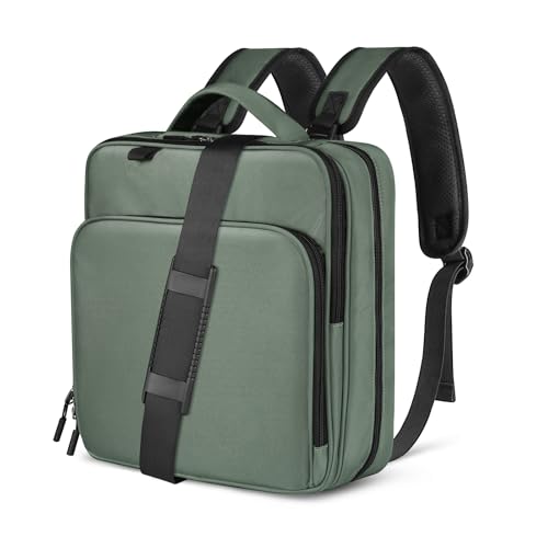 Zipper Binder Bag, 2-inch 3-Rings with Multiple Pockets File Folder - 500 Sheet Capacity, Up to 14' Laptop and Tablet, Detachable Backpack Straps & Shoulder Use for School and Offices(Dark Green)